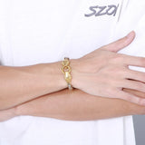 Gold Byzantine Chain Double Snake Bracelet for Men
