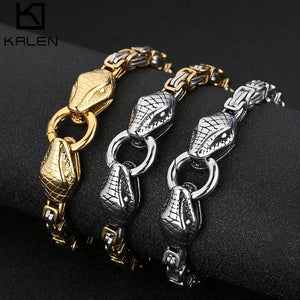 Gold Byzantine Chain Double Snake Bracelet for Men