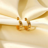 Crystal Zirconia Stainless Steel C Earrings