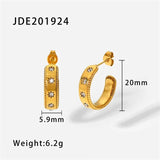 Crystal Zirconia Stainless Steel C Earrings