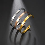 Stainless Steel C-shaped Open Bracelet Engraving Couple Name Bracelets