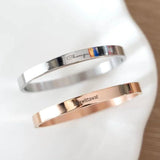 Stainless Steel C-shaped Open Bracelet Engraving Couple Name Bracelets