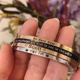 Stainless Steel C-shaped Open Bracelet Engraving Couple Name Bracelets