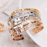Stainless Steel C-shaped Open Bracelet Engraving Couple Name Bracelets
