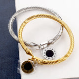 Stainless Steel Braided Roman Numeral Bracelet Bangle