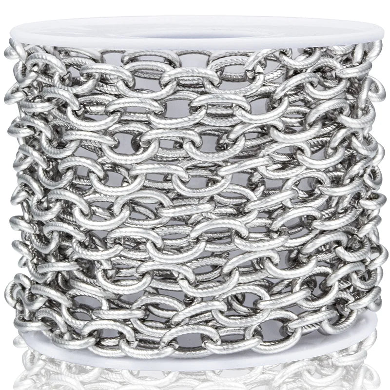Stainless Steel Cable Chain Bulk Heavy Circle Textured Chains 1M