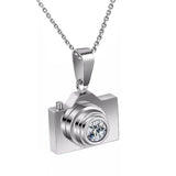 Stainless Steel Camera Pendants Gun Tone Necklace