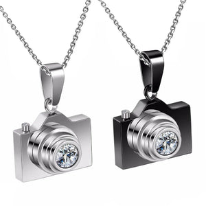 Stainless Steel Camera Pendants Gun Tone Necklace