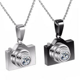 Stainless Steel Camera Pendants Gun Tone Necklace