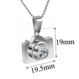 Stainless Steel Camera Pendants Gun Tone Necklace