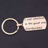 Adventure Awaits Keychain - Stainless Steel Car Key Accessories