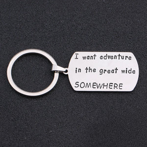 Adventure Awaits Keychain - Stainless Steel Car Key Accessories