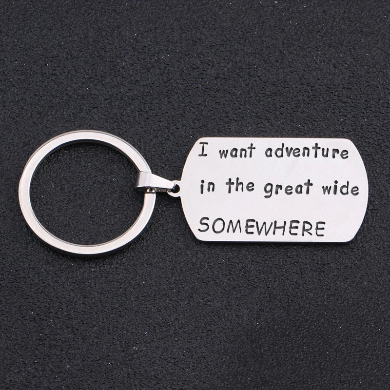 Adventure Awaits Keychain - Stainless Steel Car Key Accessories