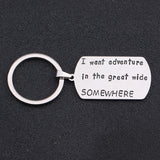 Adventure Awaits Keychain - Stainless Steel Car Key Accessories