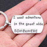 Adventure Awaits Keychain - Stainless Steel Car Key Accessories