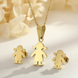 Cartoon Girls Jewelry Set Stainless Steel For Women Necklace And Earrings