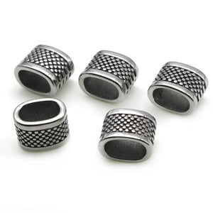 Stainless Steel Tube Beads 6x10mm Charm DIY Men Leather Bracelet Making