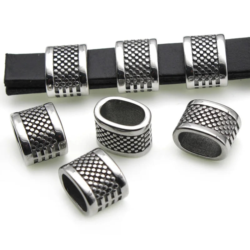 Stainless Steel Tube Beads 6x10mm Charm DIY Men Leather Bracelet Making