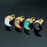 Stainless Steel Lion Head Pendant Wolf Tooth Resin Pendant