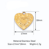 Stainless Steel Casting Heart Charms Retro Embossed Pendant