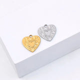 Stainless Steel Casting Heart Charms Retro Embossed Pendant