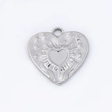 Stainless Steel Casting Heart Charms Retro Embossed Pendant