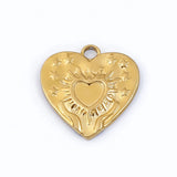 Stainless Steel Casting Heart Charms Retro Embossed Pendant