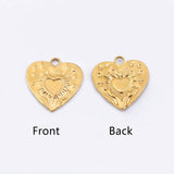 Stainless Steel Casting Heart Charms Retro Embossed Pendant
