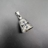 Stainless Steel Polished Retro Punk Red Epoxy Cross Lucky Bell Pendant