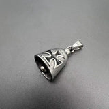 Stainless Steel Polished Retro Punk Red Epoxy Cross Lucky Bell Pendant