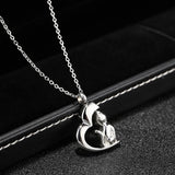 Stainless Steel Cat Pet Cremation Heart Ash Urn Pendant Necklace