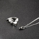 Stainless Steel Cat Pet Cremation Heart Ash Urn Pendant Necklace