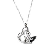 Stainless Steel Cat Pet Cremation Heart Ash Urn Pendant Necklace