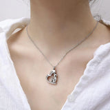 Stainless Steel Cat Pet Cremation Heart Ash Urn Pendant Necklace