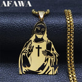 Stainless Steel Catholic Jesus Cross Pendant Necklace