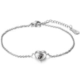 Stainless Steel Initial Alphabet Heart Charm Bracelet A-Z