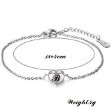 Stainless Steel Initial Alphabet Heart Charm Bracelet A-Z