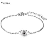 Stainless Steel Initial Alphabet Heart Charm Bracelet A-Z