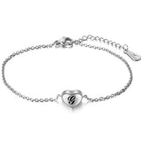 Stainless Steel Initial Alphabet Heart Charm Bracelet A-Z