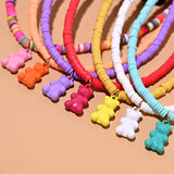 Stainless Steel Bear Pendant Necklace Clay Choker