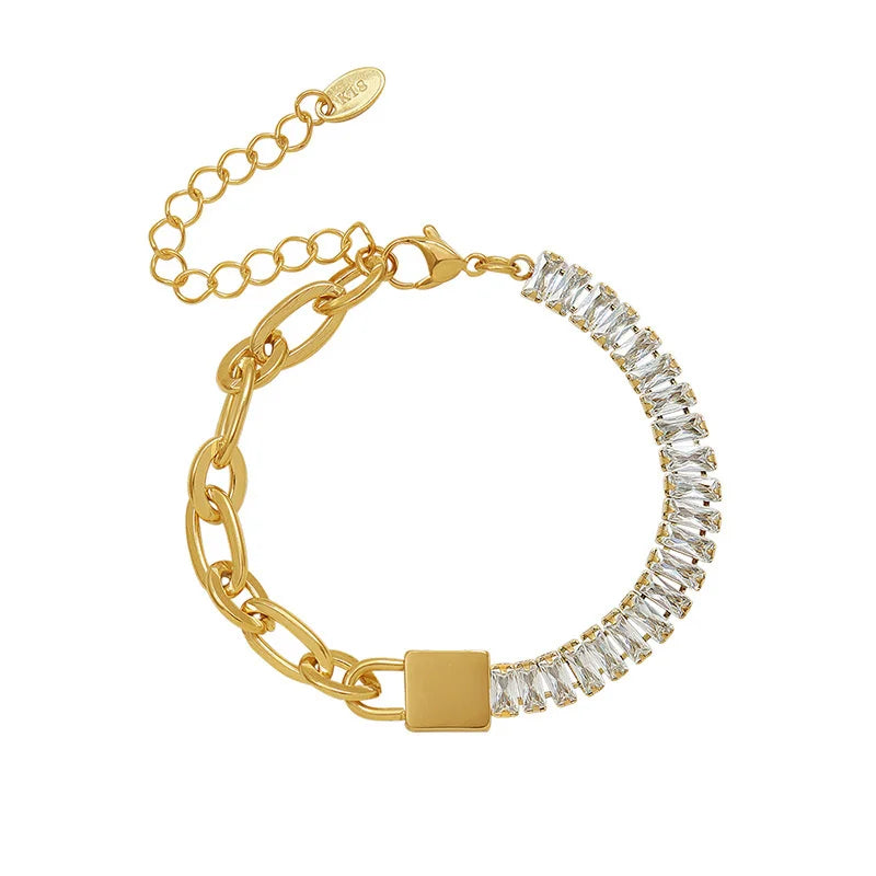 Bohemian Style Stainless Steel Zircon Chain Bracelet