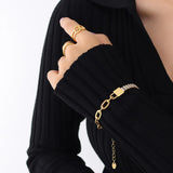 Bohemian Style Stainless Steel Zircon Chain Bracelet