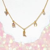 Colorful Zircon Cowboy Boots Pendant Necklace for Women