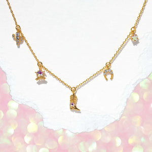 Colorful Zircon Cowboy Boots Pendant Necklace for Women
