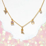 Colorful Zircon Cowboy Boots Pendant Necklace for Women