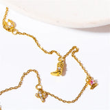 Colorful Zircon Cowboy Boots Pendant Necklace for Women