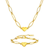 Heart Charms Bracelet Women Stainless Steel 14k Plated