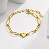 Heart Charms Bracelet Women Stainless Steel 14k Plated