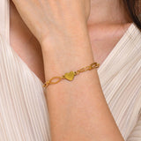 Heart Charms Bracelet Women Stainless Steel 14k Plated