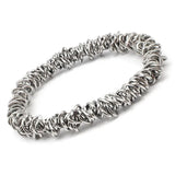 Stainless Steel Chain Link Silver Charm Stretch Bracelet
